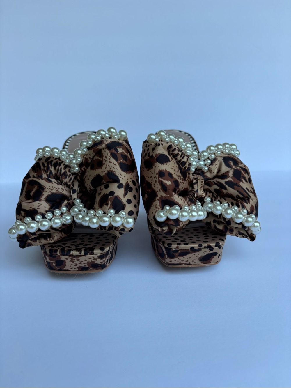 Betsey Johnson Leopard Pearl-Trim Block Heel - Brown/Black - Picture 3 of 8